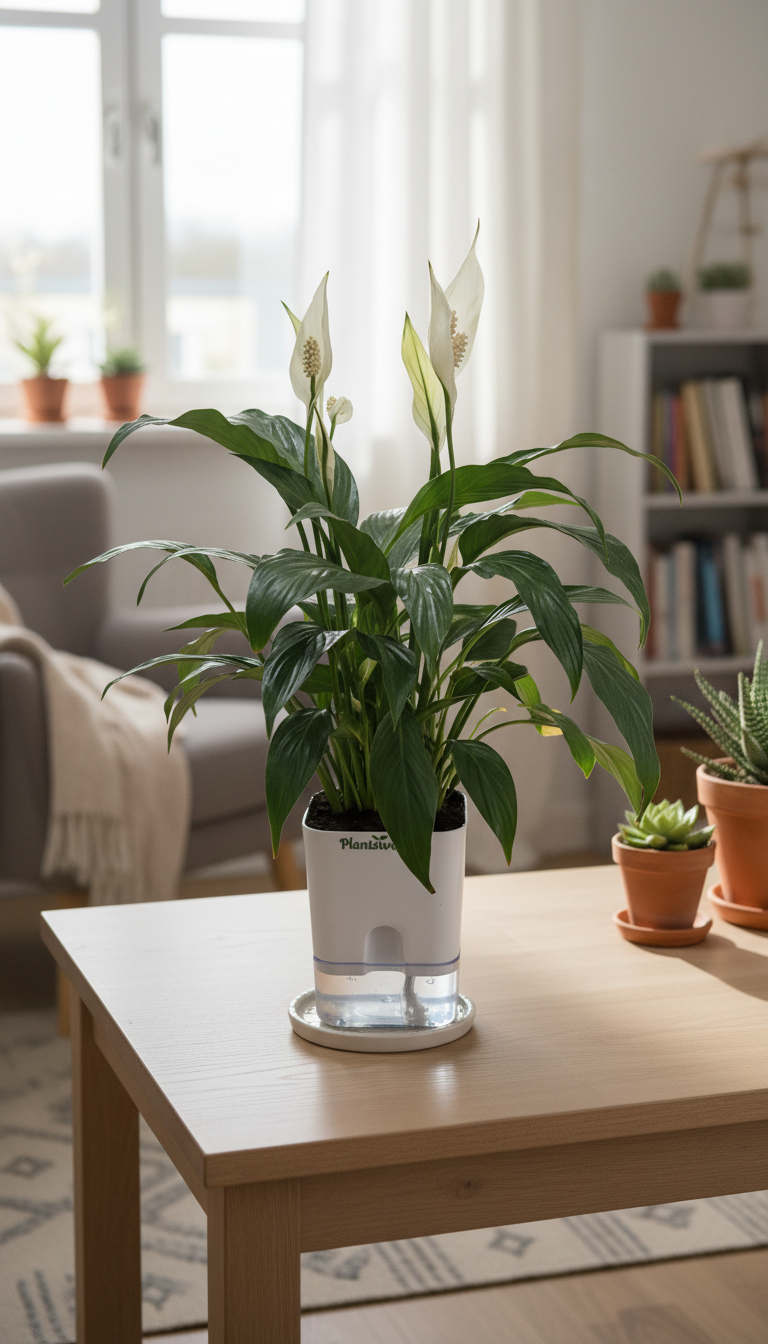 Peacelily (Balck) plant with self watering pot